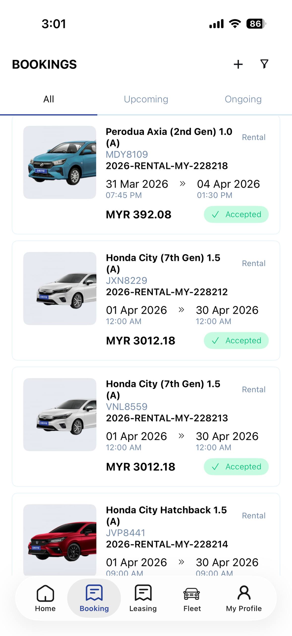 Driveo booking management mobile