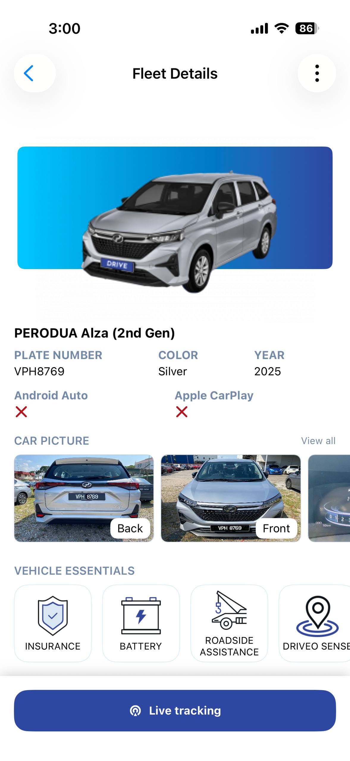 Driveo fleet details mobile